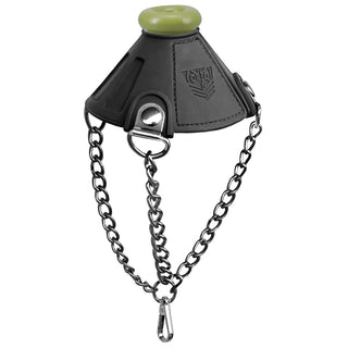 Apex Ball Chute ball parachute angled view showing the olive silicone cone and chains