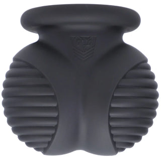 Ball Bunker ball armor front view showing the two ribbed ball cups and Fort Troff shield