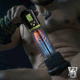 Banshee black male penis pump with digital display in use hero 