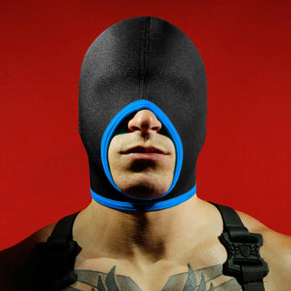 Open-mouth blindfold hood in blue, size large