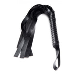 Small PU leather whip and flogger from the 6-piece bondage kit for impact play