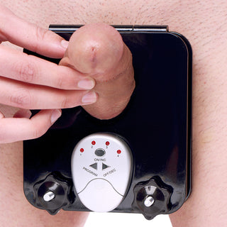 Crush CBT board opened showing its two openings and internal electro stim pads