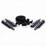 Complete deluxe bed restraint kit with four padded cuffs and adjustable black under-bed restraint straps