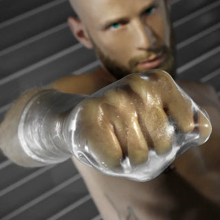 FFister Frost fisting sleeve on a fist pushed toward the camera