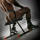 Ready Rimmer padded rim seat with a jock-clad model sitting on it, rear view, Fort Troff