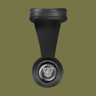 Swing N Hang ball stretcher with silicone strap and chrome weight, olive background, Fort Troff