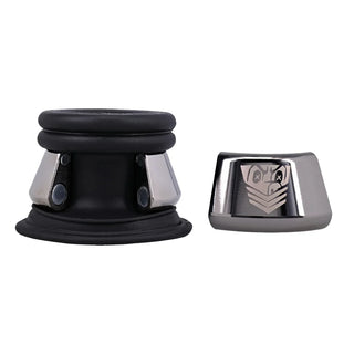 Full Metal Jacket silicone ball stretcher and its magnetic steel jacket shown separately