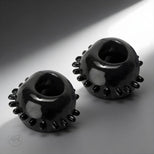 Gummy Cock and Head Rings in black featuring soft flexible material with raised texture for added stimulation and secure fit
