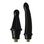 Gunner System two dildo attachments, wide plug and slim dong, on olive collars