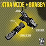 Hardwire Hangers Xtra Wide + Grabby callout of the wide grip, textured surface and ergonomic handles