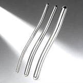 Set of curved stainless steel Hegar urethral sounds with smooth polished finish and tapered ends in multiple sizes