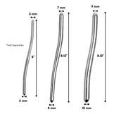 Stainless steel Hegar urethral sounds size comparison chart showing multiple diameters and lengths for graduated insertion