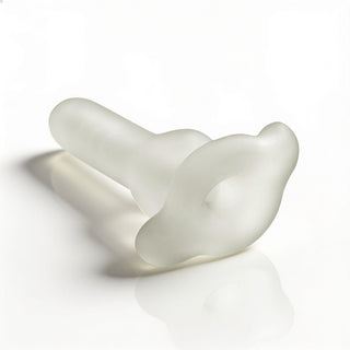 Rear angled view of the Inception Multi-Functional Sex Sleeve highlighting the flexible ring opening and ergonomic frosted silicone construction