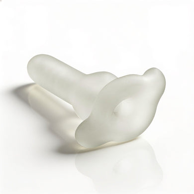 Rear angled view of the Inception Multi-Functional Sex Sleeve highlighting the flexible ring opening and ergonomic frosted silicone construction