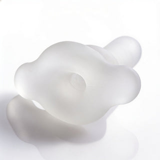Top view of the Inception Multi-Functional Sex Sleeve showcasing the rounded stretch ring and centered opening in a soft translucent finish