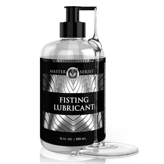 Bottle of Master Series Fisting Lubricant on a white background