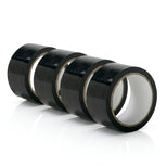 Four rolls of black mummification bondage tape displayed together to highlight bulk quantity and self-adhesive design for restraint play