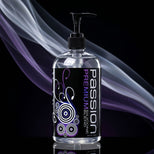 Passion Premium Silicone-Based Lubricant in a large pump bottle featuring a silicone-based formula designed for long-lasting glide and reduced friction