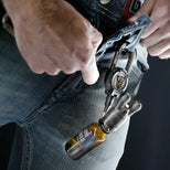 Pig Snout Clipper retractable cord in use on harness