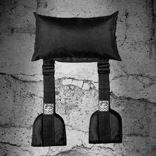 Porta Plow portable sling straps product shot with padded neck pillow and two nylon leg stirrups