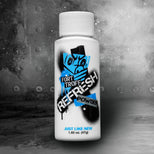 Real Deal Refresh renewal powder bottle on a steel background