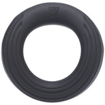 Rev Cock Throbber ribbed silicone cock ring front view with Fort Troff shield logo