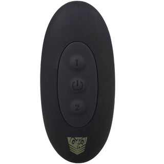 Robo Rammer wireless remote control front with 1, power and 2 buttons and Fort Troff shield