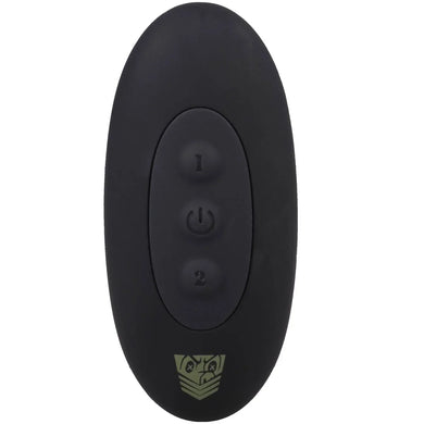 Robo Rammer wireless remote control front with 1, power and 2 buttons and Fort Troff shield