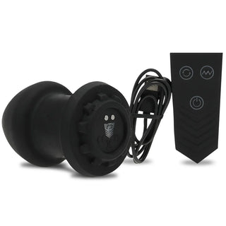 Robo Rimmer plug on its side with wireless remote and USB charging cable