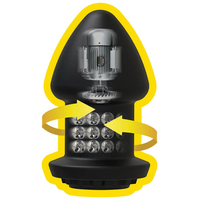 Robo Rimmer cutaway diagram with yellow outline showing the rotating rim beads and dual motors