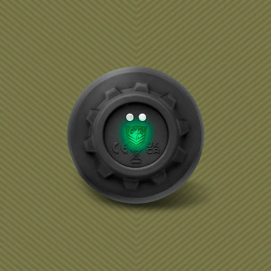 Robo Rimmer Slim flared base close-up with charging pins and green power light