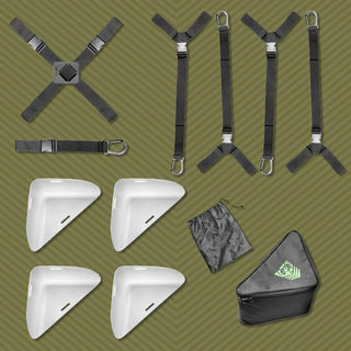 Rock Steady bed bondage system packed into its travel bag