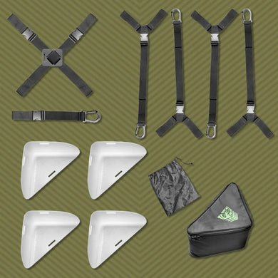 Rock Steady bed bondage system packed into its travel bag