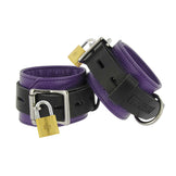 Strict Leather Deluxe Black and Purple Locking Ankle Cuffs