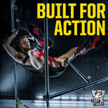 Spring Fuk Bar Built For Action shot, bearded model in a sling riding a dong mounted on the bar
