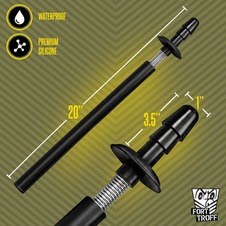 Spring Fuk Bar measurement graphic with a close-up of the Vac-U-Lock tip and spring