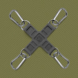Tactical Hogtie silicone X hub with 4 steel D-rings and quick-clip carabiners