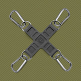 Tactical Hogtie silicone X hub with 4 steel D-rings and quick-clip carabiners