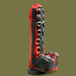 Tendril Thruster Red mini fuck machine hero shot, red and black marbled tentacle dildo