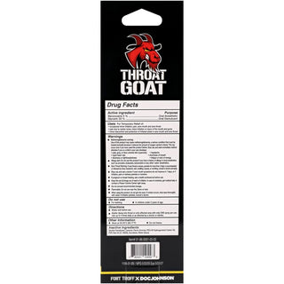 Throat Goat retail box back with drug facts, active ingredients and directions, Fort Troff x Doc Johnson