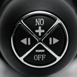 Close-up view of The Violator 13-Mode XL Dildo Thruster control panel featuring intuitive buttons for power, intensity adjustment, and mode selection